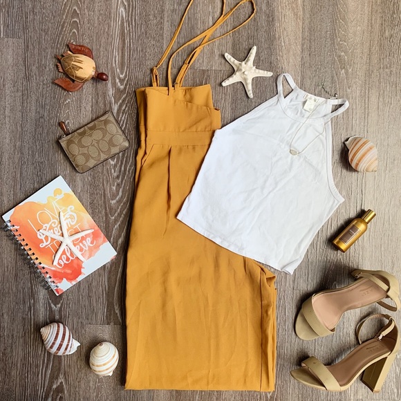 Boho Chic Mustard Jumpsuit/Romper - Picture 2 of 7